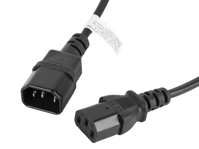 Lanberg Cablu IEC 320 C13 C14 1,8 m negru, CA-C13E-10CC-0018-BK