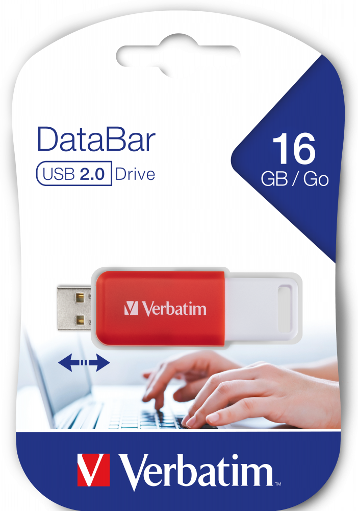 Verbatim MEMORIE USB DATABAR 16GB USB 2.0 ROSU, 49453 - imagine 4