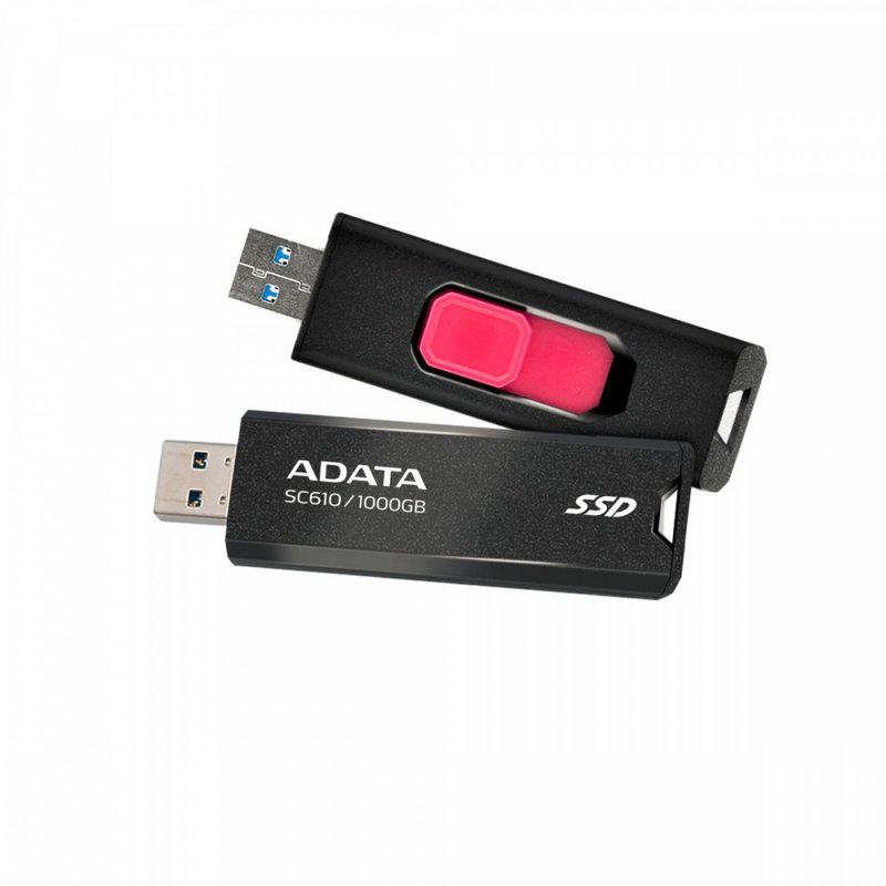 Adata SSD EXTERN, USB 3.2, 1 TB, scriere 500 MB/s citire 550 MB/s, metalic, SC610-1000G-CBK/RD