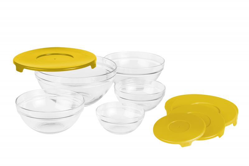 VANORA SET 5 BOLURI DE STICLA CU CAPAC, GALBEN, HOME, VN- GB1401Y