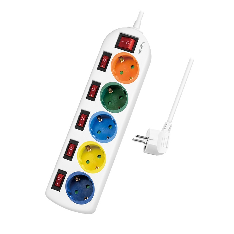 Logilink PRELUNGITOR, Schuko x 5, conectare prin Schuko (T), cablu 1.5 m, 16 A, protectie, LPS258