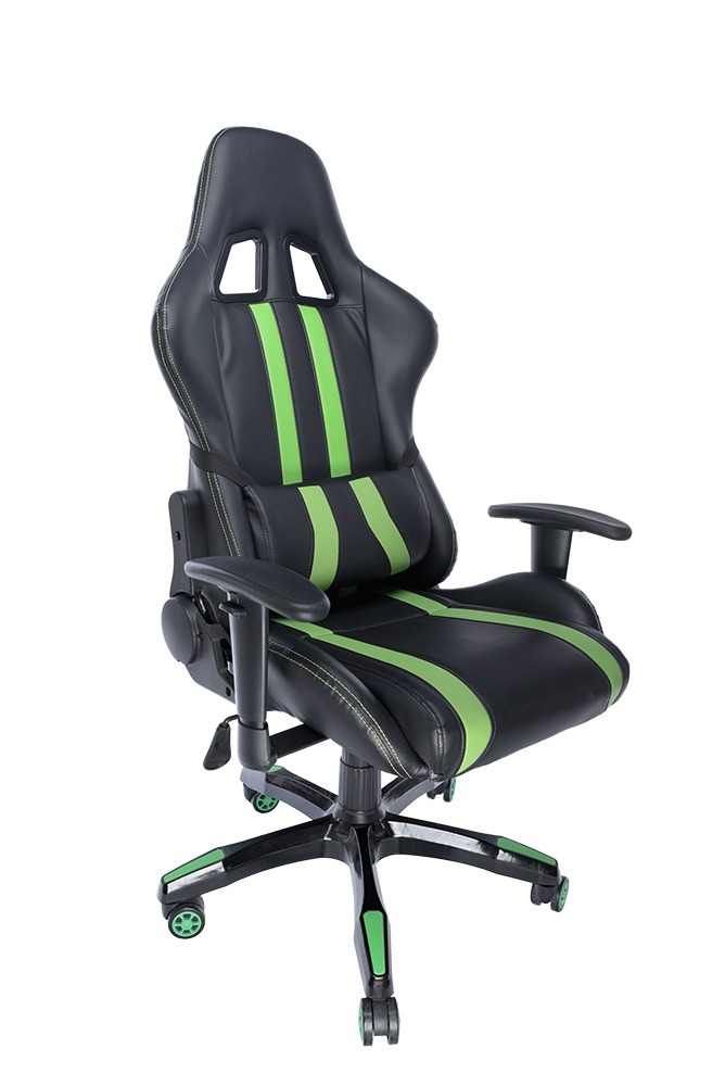 SPACER SCAUN GAMING imitatie piele, black & green, brate ajustabile, greutate max., SPCH-TRINITY-GRN - imagine 4
