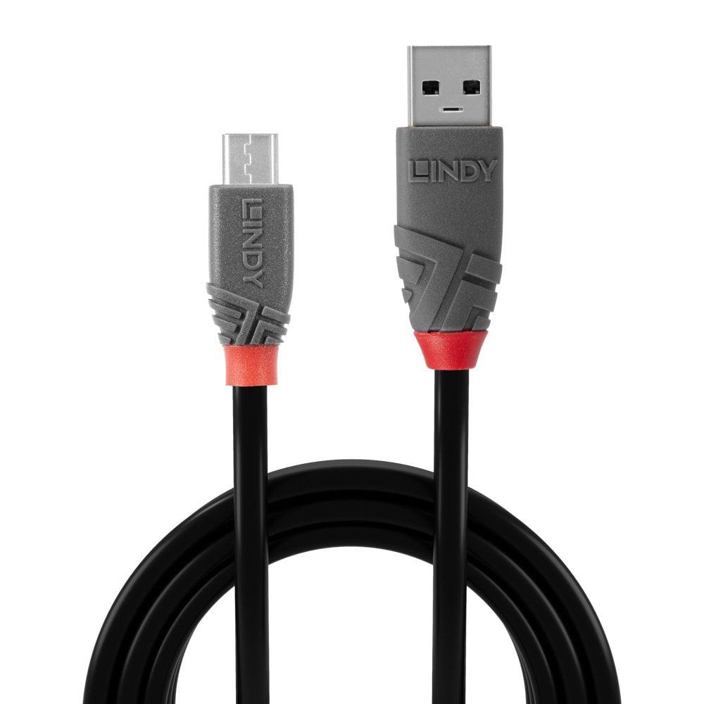 Lindy CABLU alimentare si date pt.smartphone Micro-USB (T) la USB 2.0 (T), 2 m, PVC, negru, LY-36733