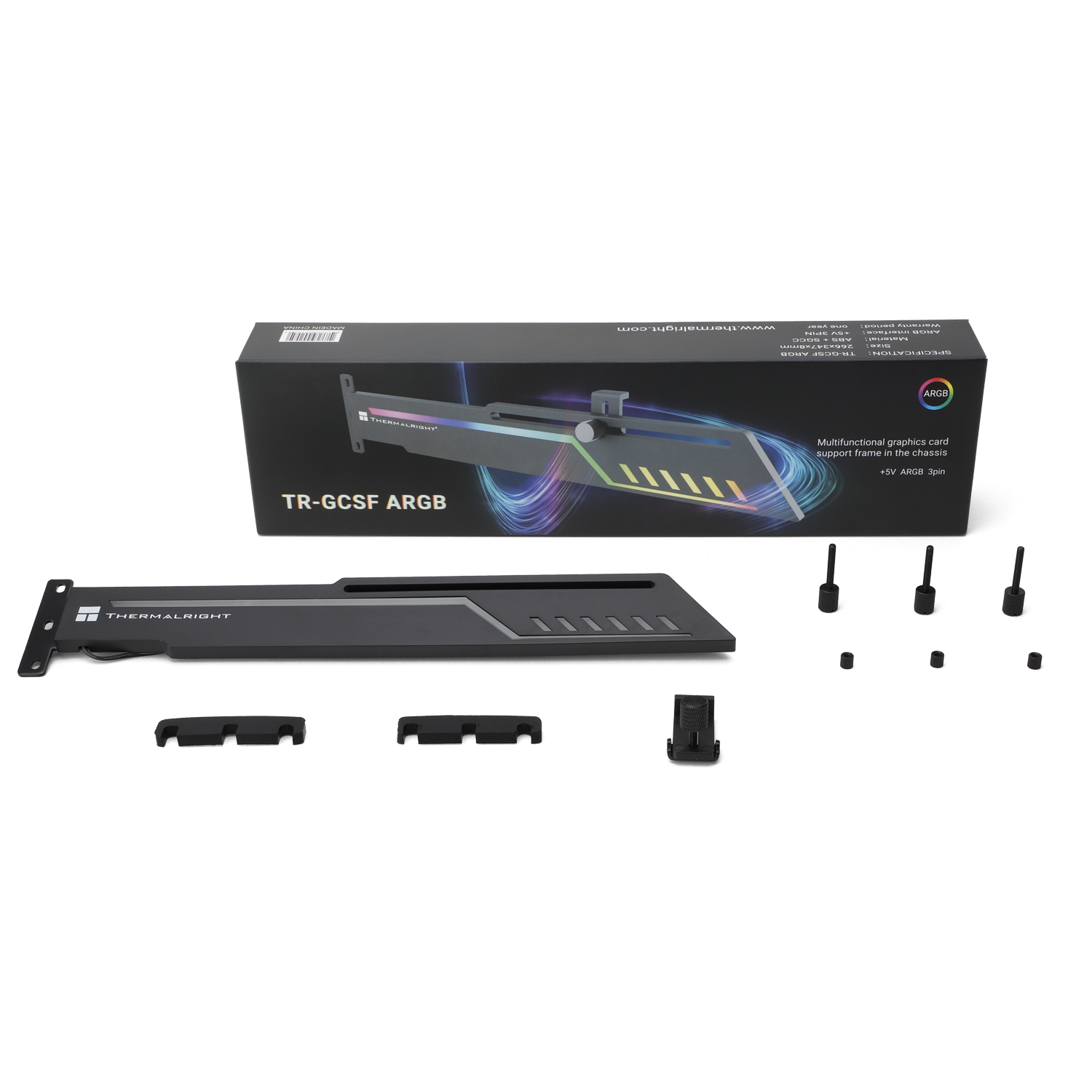 Thermalright SUPORT placa video, anti-sagging GPU, aluminiu + ABS, 266x347x8mm, TR-GCSF Argb - imagine 4
