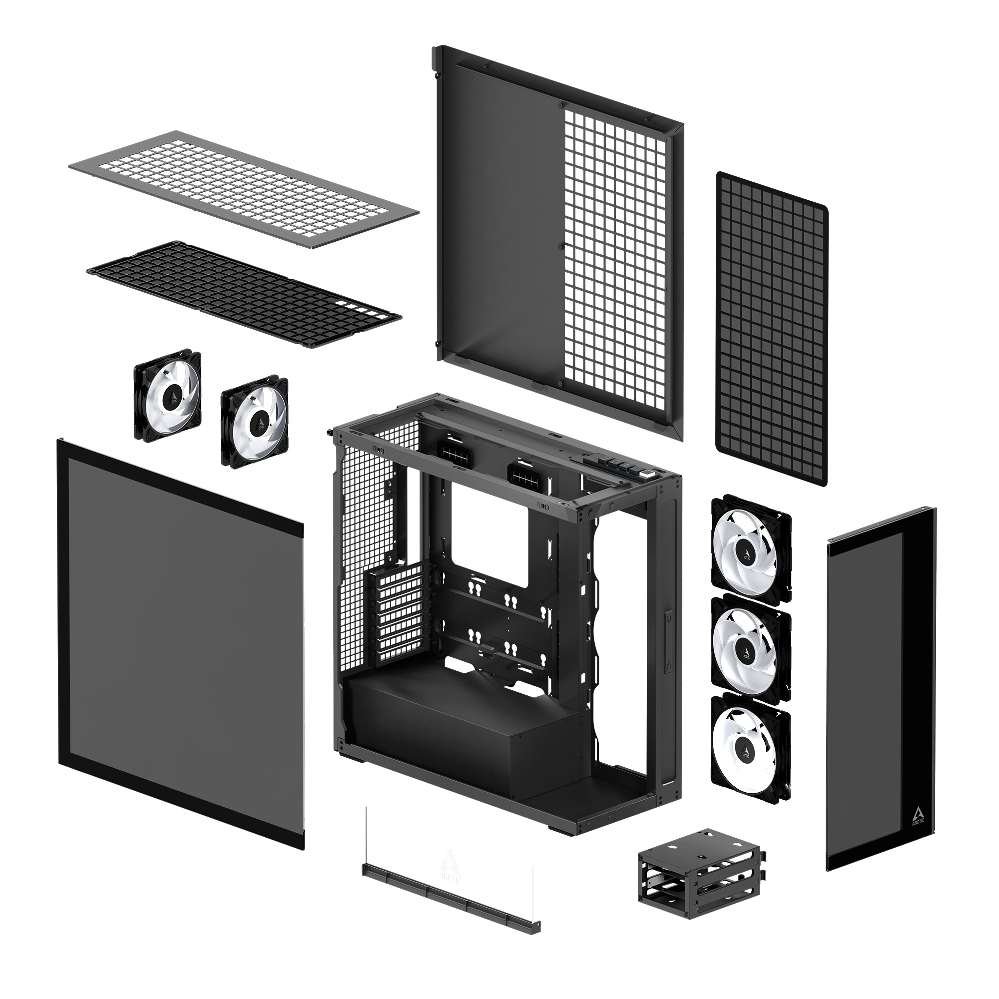 Arctic CARCASA Xtender, mid tower, max 8xfan, 3xP14 ProR ARGB si 2xP12Pro ARGB, ACPCC00015A - imagine 9