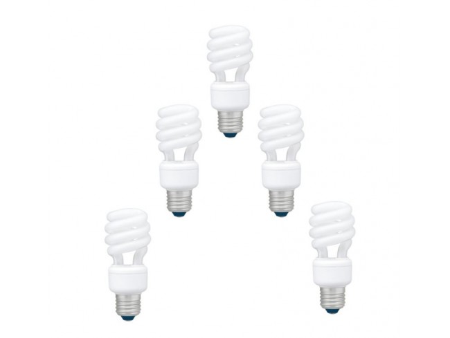 Panasonic SET 5 becuri fluorescent, soclu E27, putere 22W, forma spirala, lumina alb, EFD22E27HD3E-5