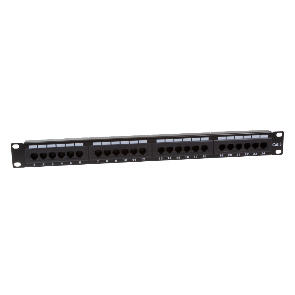 Logilink PATCH PANEL 24 porturi, UTP, Cat6, 1U pentru rack 19", black, NP0004