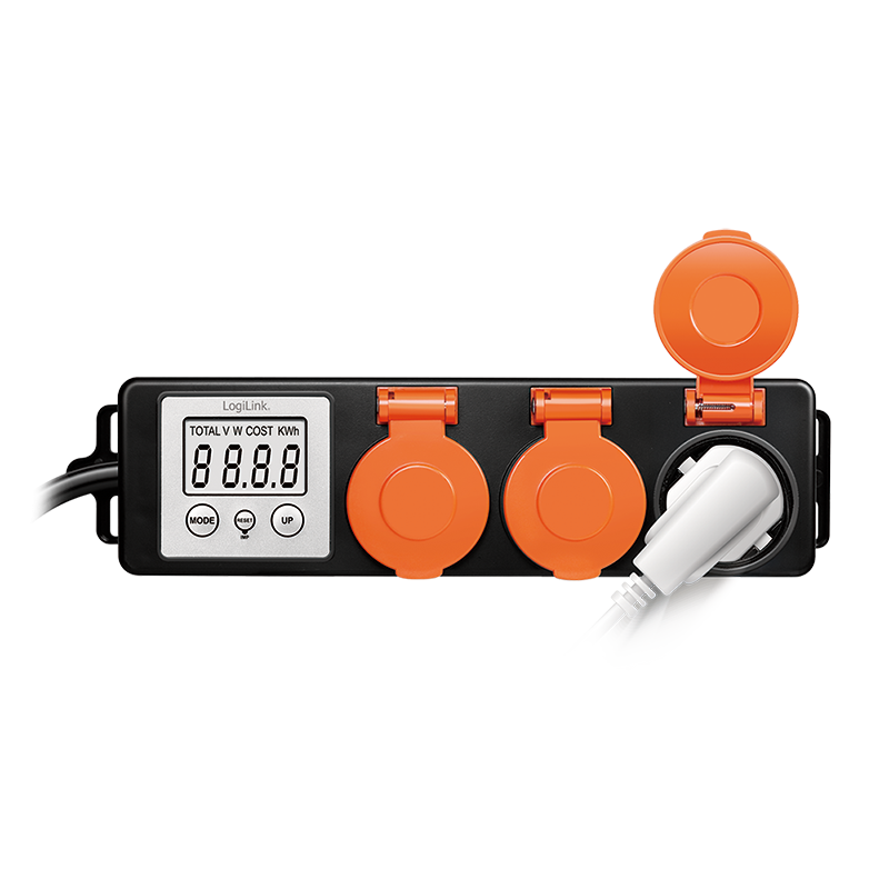 Logilink PRELUNGITOR, Schuko x 3, cablu 3G 1.5mm2, 230 V/16 A, 50 Hz, max. 3500 W, contor, EM0008 - imagine 3