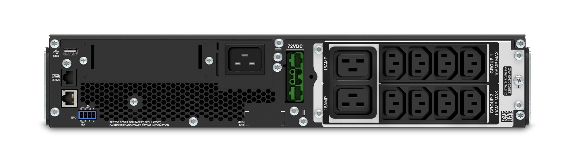 APC UPS, Smart-UPS SRT, Online cu sinusoida pura, rack, 2200VA / 1980W, AVR, IEC x 10, SRT2200RMXLI - imagine 3