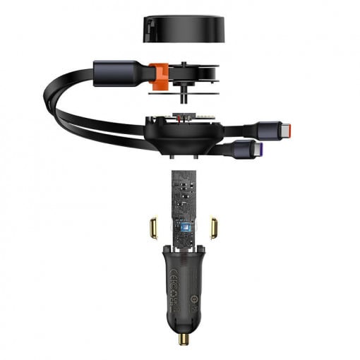 Baseus INCARCATOR auto Tiny Star, Quick Charge 33W, cablu integrat 2 x USB Type-C, C00035500111-00 - imagine 5