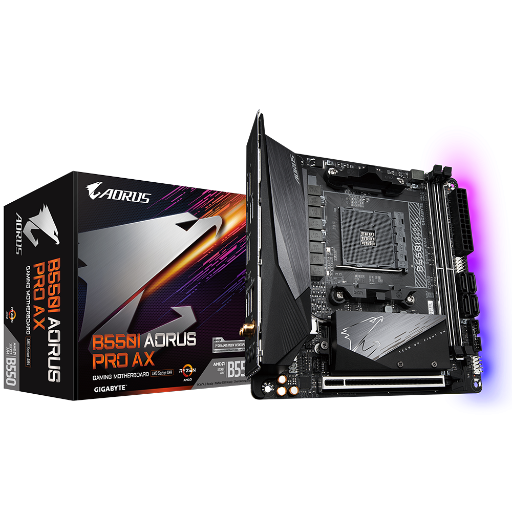 Gigabyte PLACA de BAZA, skt AM4, mini ITX, AMD B550, 2 x DDR4, max. 64 GB, 4 x, B550I AORUS PRO AX