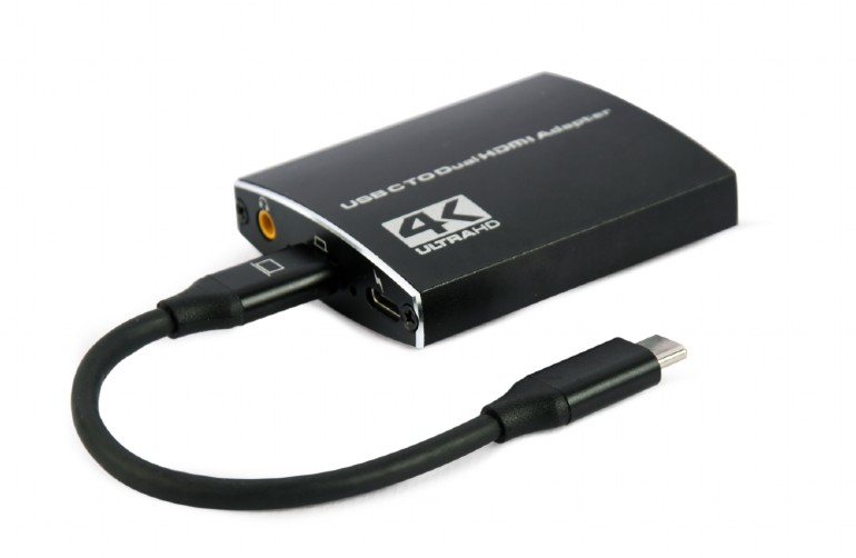 Gembird CABLU video, adaptor USB 3.1 Type-C (T) la 2 x HDMI (M), 15cm, rezolutie, A-CM-HDMIF2-01