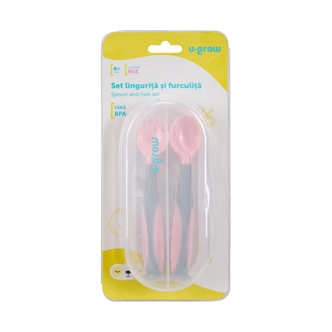 U-GROW Set lingurita si furculita, roz, UG-218PK - imagine 4