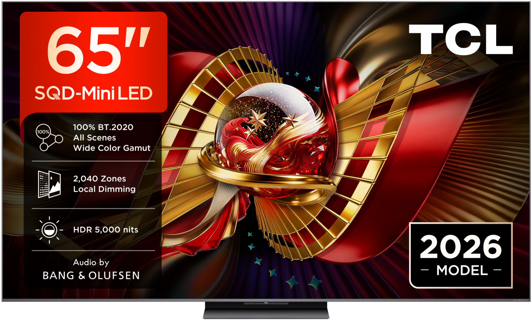 TCL Televizor SQD-MiniLed, 164 cm, Smart Google TV, 4K Ultra HD, 144Hz, Bang & Olufsen, Clasa, 65C8L