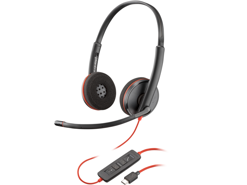 HP Poly Blackwire 3220 Stereo USB-C Headset +USB-C/A Adapter (Bulk), 8X228A6