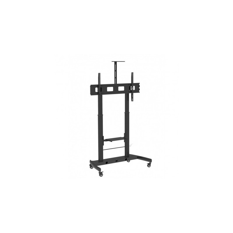 Techly Stand TV mobil pe roti, 52-110 inch, 2 rafturi suport multimedia, negru, ICA-TR45