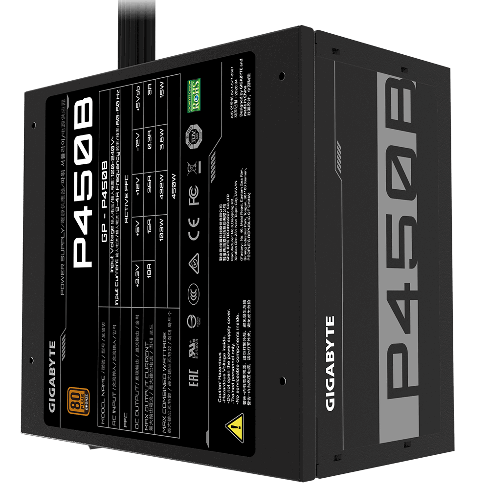 Gigabyte SURSA, 450 W, ATX 12V V2.31, fan 120 mm x 1, 80 Plus Bronze, GP-P450B - imagine 5