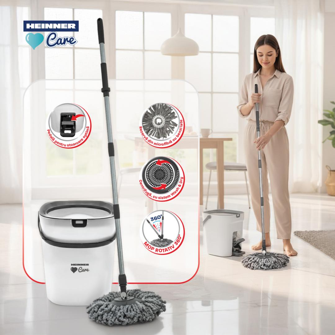 HEINNER SET CURATENIE CU PEDALA WASH&DRY, CLEAN STEP, GRI, HR-NL-P360G - imagine 6