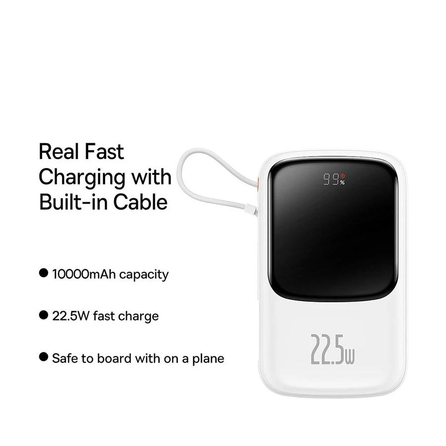 Baseus POWER BANK Qpow Pro Digital Display, 10000mAh, 22.5W, 1 x cablu integrat USB, PPQD060102 - imagine 2
