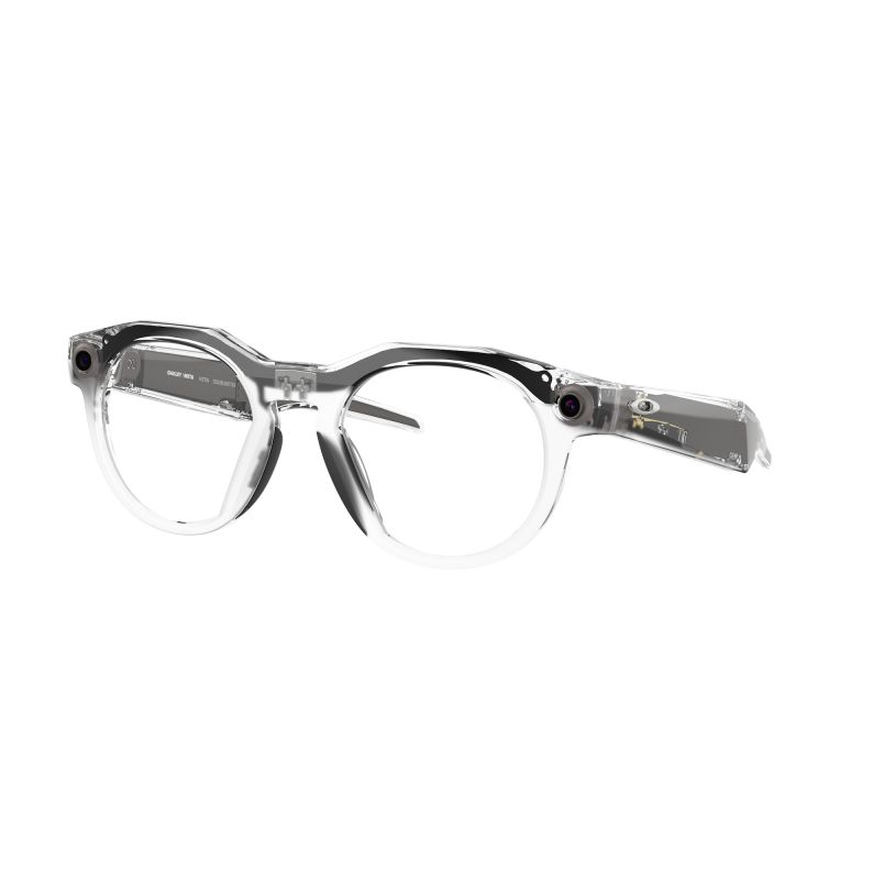 OAKLEY Meta HSTN AI Glasses Clear Frame Transitions Grey Lenses Wide - High Bridge Fit, OW8002-0551