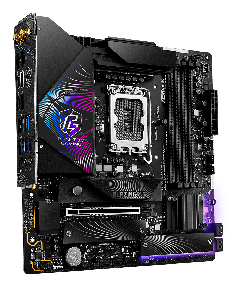 Asrock Placa de baza Z890M RIPTIDE WiFi Mainboard, Sockel LGA 1851, Intel Z890, 90-MXBPK0-A0UAYZ - imagine 4