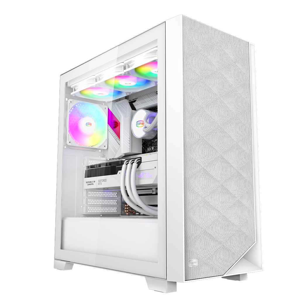 PCCOOLER CARCASA, Middle Tower, ATX, fara sursa, sticla securizata, 3 ventilatoare, C3D510 ARGB WH - imagine 2