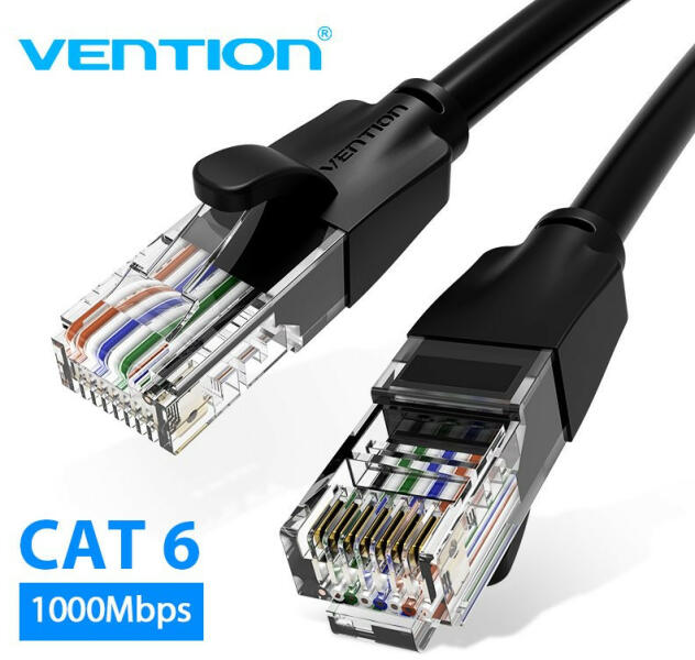 Vention Patch Cord UTP, 15m, Cat 6, RJ-45 (T) la RJ-45 (T), 26 AWG, negru, IBEBN