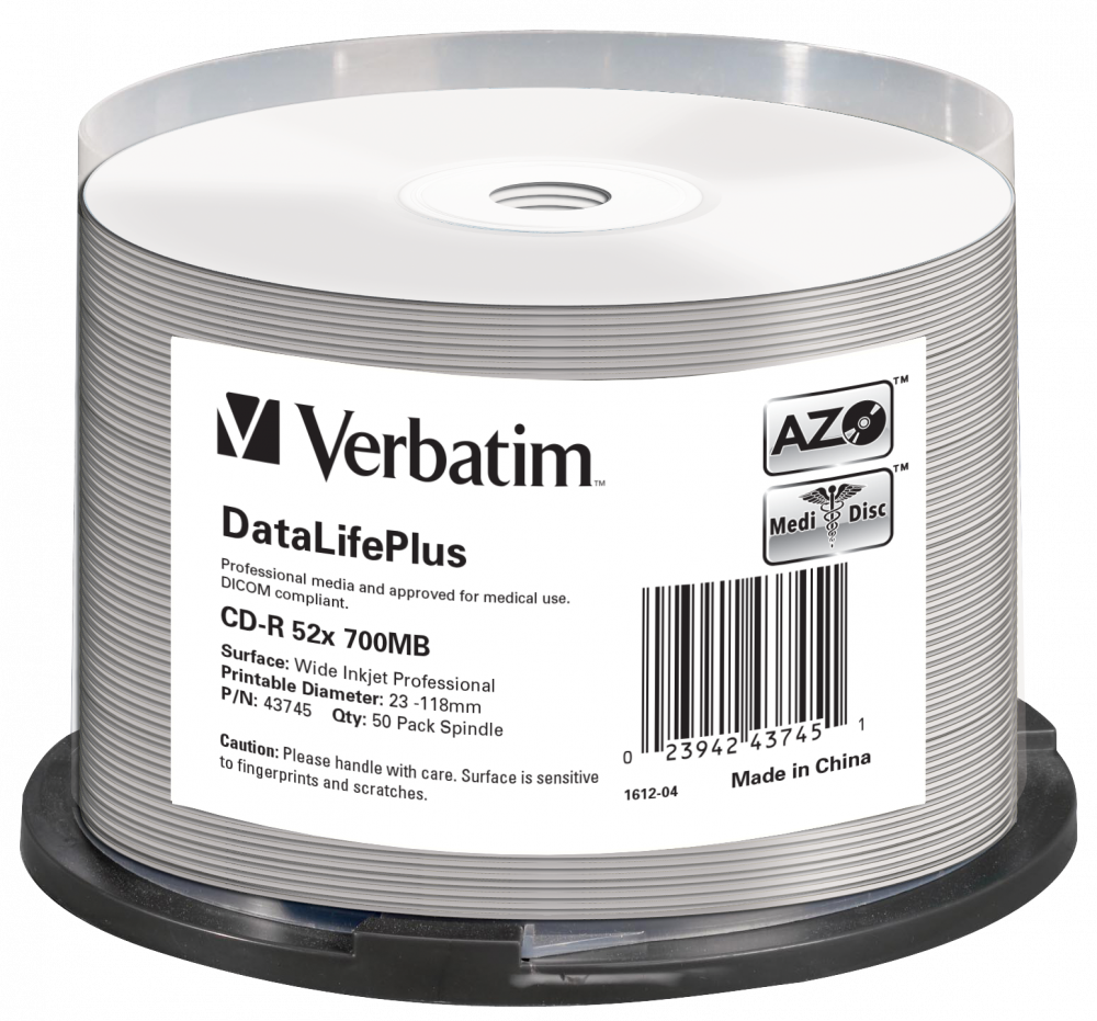 Verbatim CD-R 700MB, VITEZA 52X, THERMAL PRINTRABLE NO-ID, SPINDLE, 50 BUC, 43745