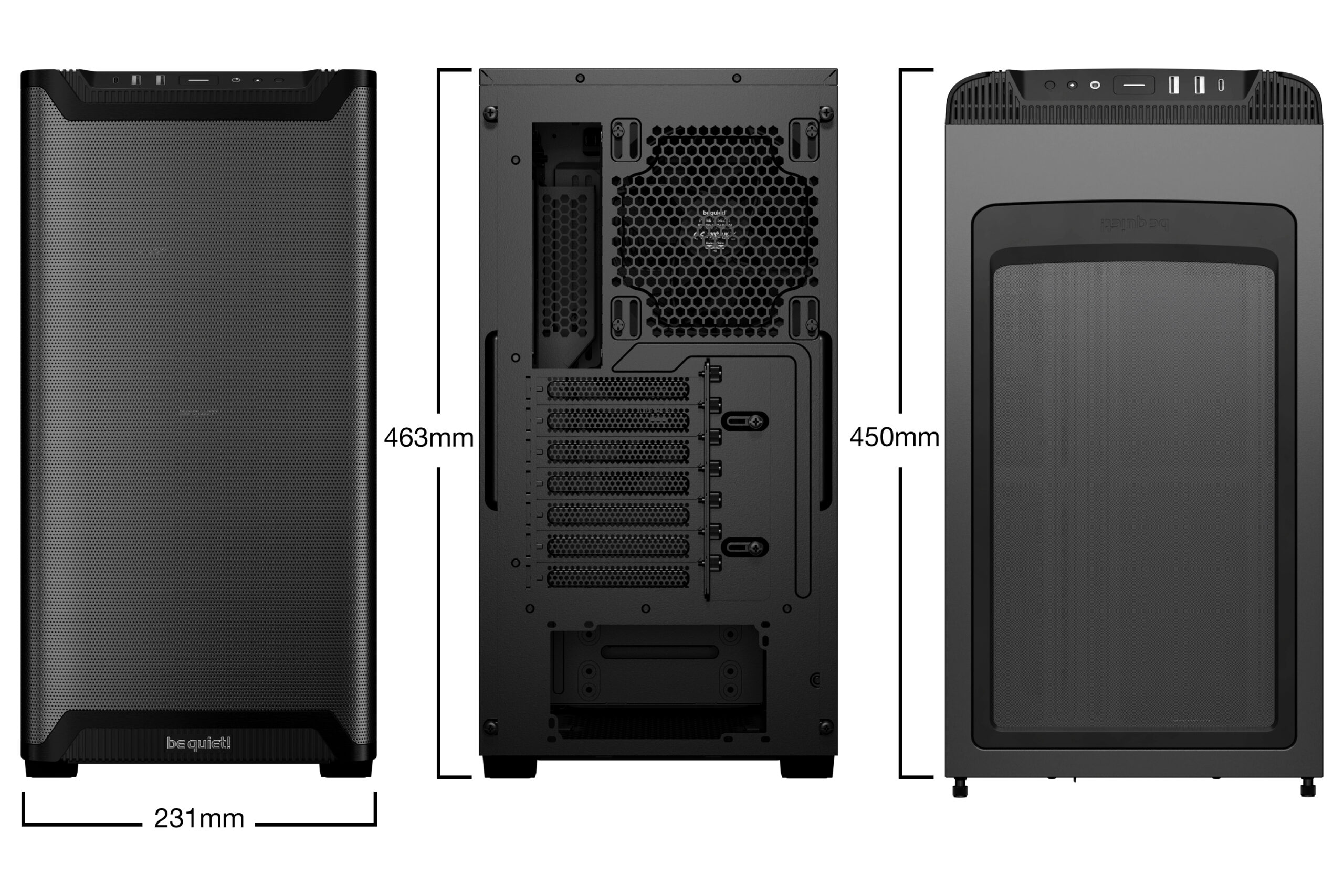 Be Quiet CARCASA PURE BASE 501, middle tower, gaming, fara sursa, suporta 6xfan, 2xfan inclus, BGW74 - imagine 2