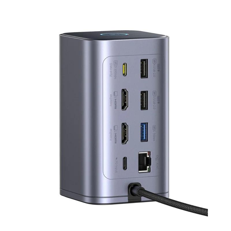Baseus DOCKING STATION Spacemate RD1 12 in 1, input USB Type-C, output 2xHDMI, B00568103813-00 - imagine 3