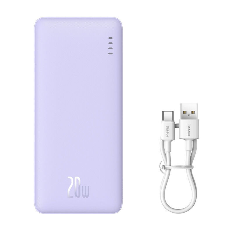 Baseus POWER BANK Airpow, 10000mAh, 20W, 1 x USB; 1 x USB Type-C, total 3A, violet, P10022801513-00