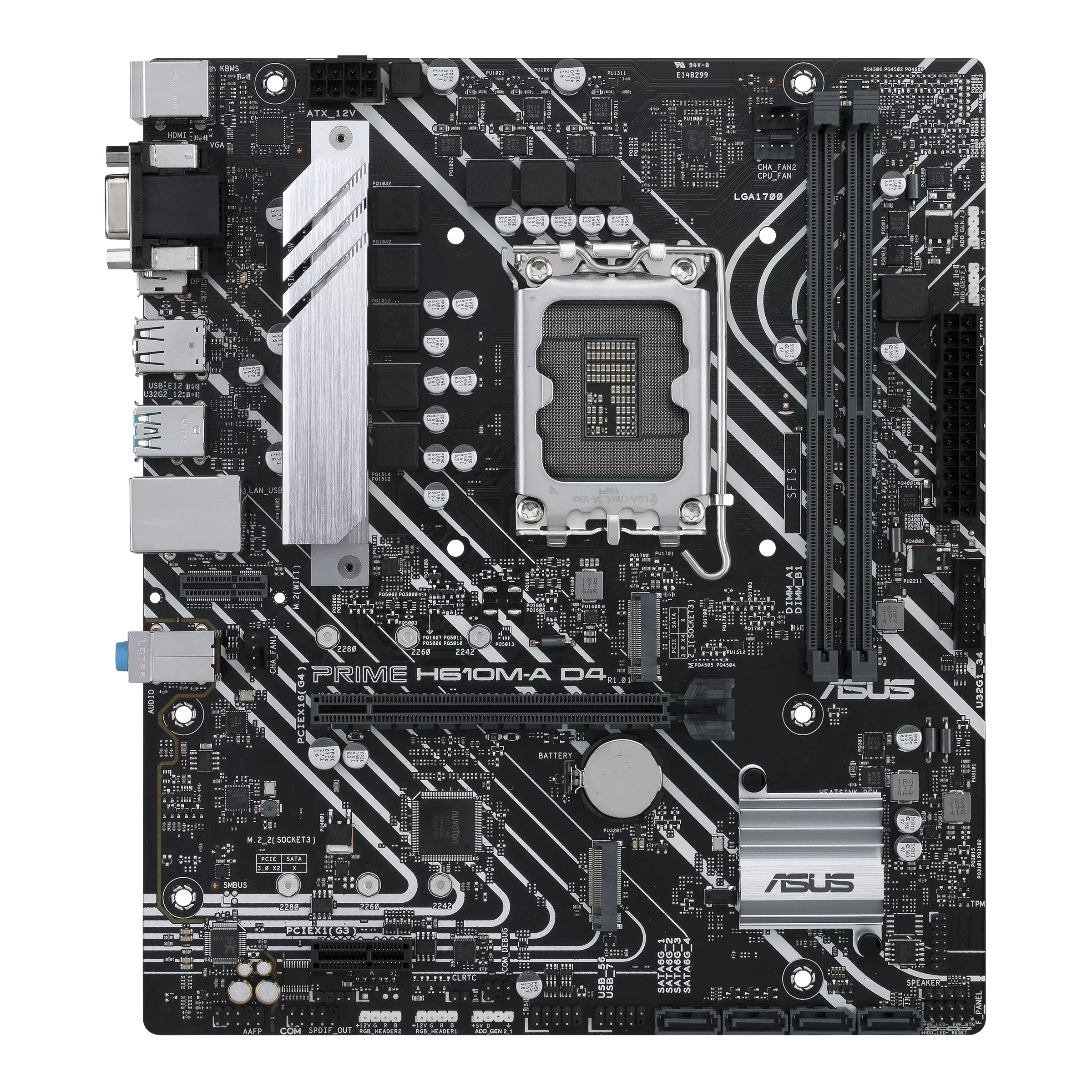 Asus PLACA de BAZA, skt LGA 1700, mATX, Intel H610, 2 x DDR4, max. 64 GB, 4 x, PRIME H610M-A D4-CSM