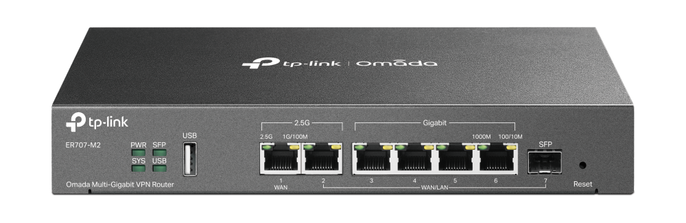 Tp-Link ROUTER wired Gigabit, 1 Gigabit 2.5G WAN, 1× Gigabit SFP WAN/LAN, 1 Gigabit 2.5G, ER707-M2