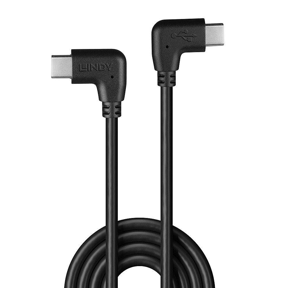 Lindy Cablu USB C 2 x 90° 1m negru, LY-32009 - imagine 2