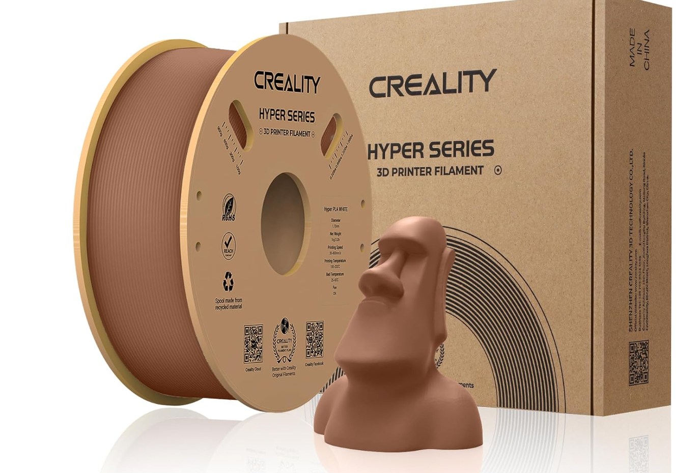 CREALITY HYPER PLA 3D Printer Filament, Brown, Temperatura printare: 200-220 grade, HYPER-PLA BROWN