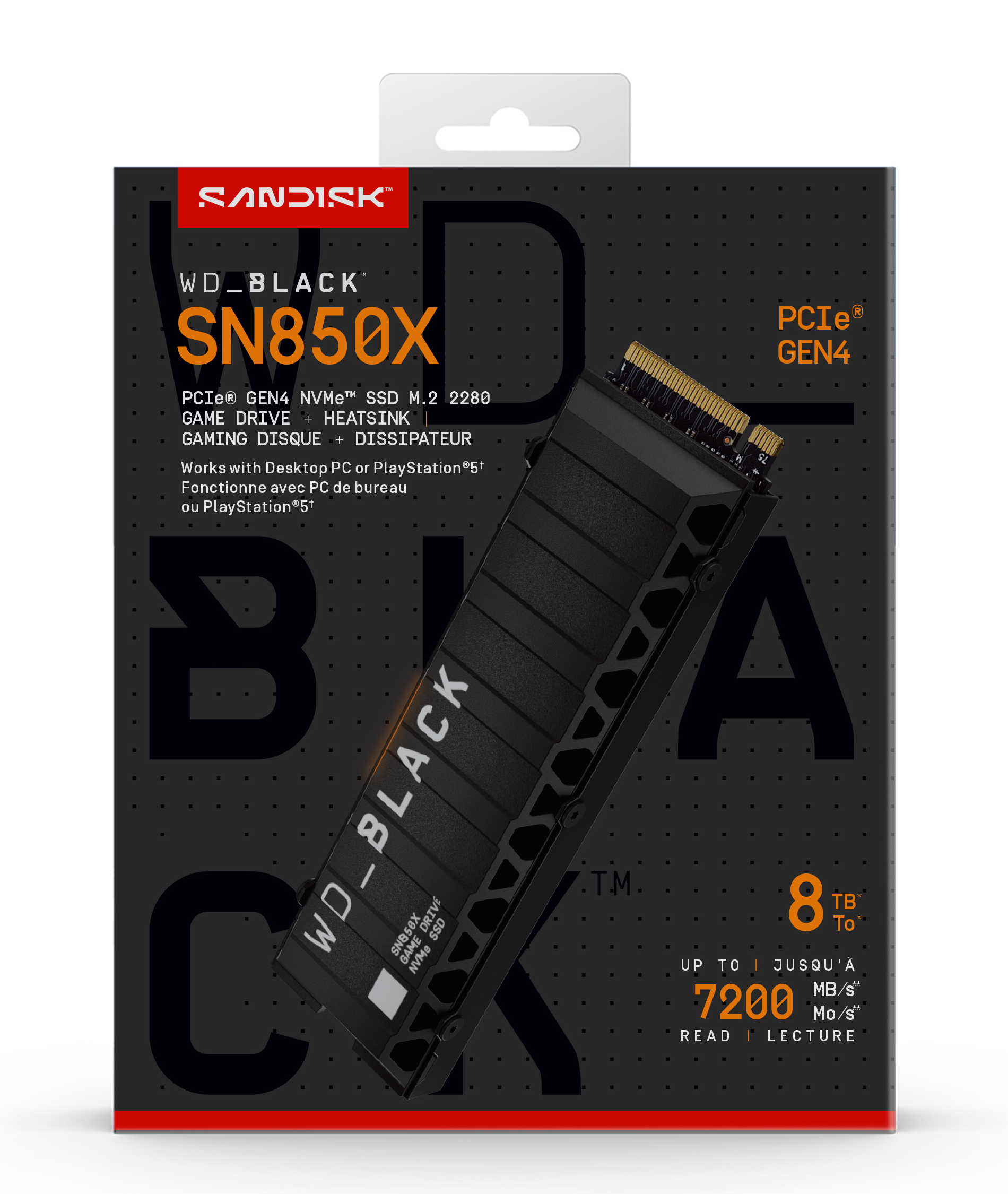 WD SSD Black SN850X HeatSink 8TB M.2 2280 PCIe Gen4 x4 NVMe, Read/Write, WDS800T2XHE-00CDD0