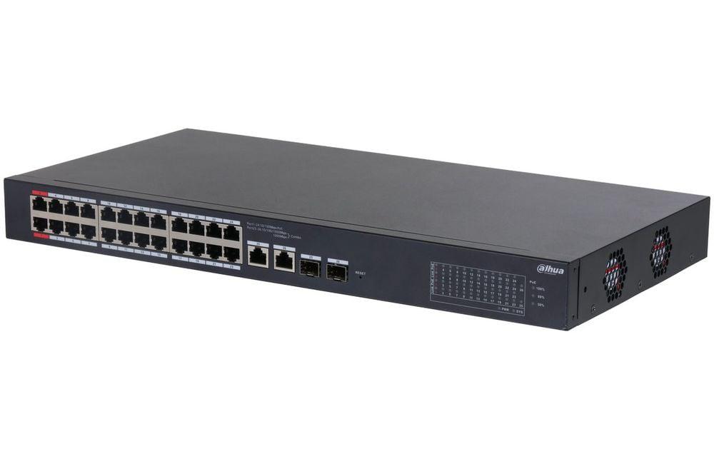 DAHUA PoE Cloud Managed Desktop Layer 2 Switch, 26 Ports, 24x100M RJ-45 (PoE max, DH-CS4226-24ET-375