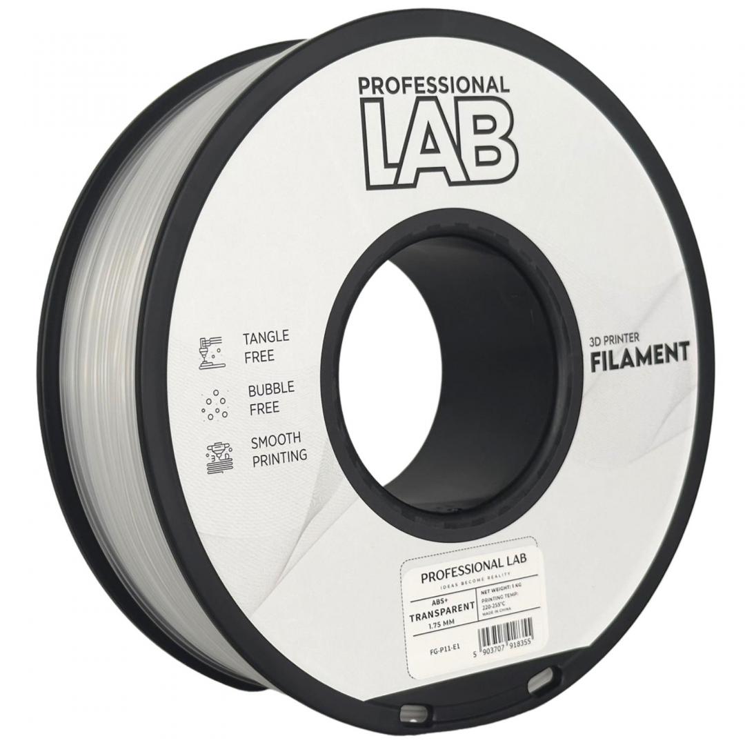 PROFESSIONAL LAB 3D FILAMENT 1KG, Diametru:1.75mm, GreutateL 1KG, Temperatura duza, ABS+ TRANSPARENT