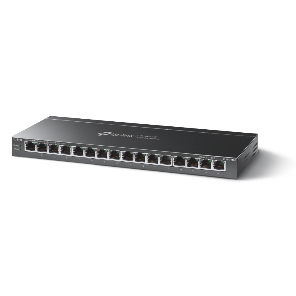 TP-LINK 16-Port Gigabit Desktop Switch with 16-Port PoE+, 16× Gigabit PoE+ Ports, TL-SG116P - imagine 2