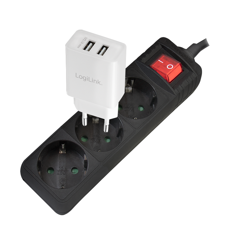 Logilink PRELUNGITOR, Schuko x 3, cablu 3G 1.5mm2, 230 V/16 A, 50 Hz, max. 3500 W, buton, LPS206B - imagine 2