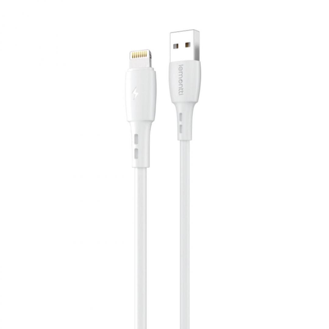 LEMONTTI Cablu Wind USB-A la tip Lightning, lungime 0.5m, alb, LEMCULGHTA