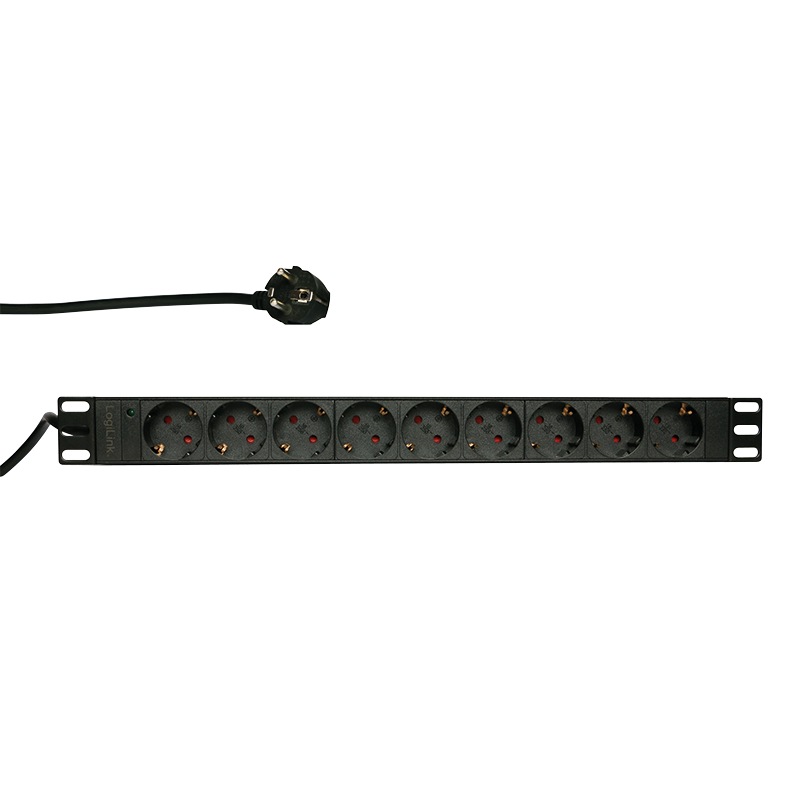 Logilink PDU 1U pt. rack 19 inch, 9 prize Schuko, intrare Schuko, max 16 A, 2 m, PDU9C03