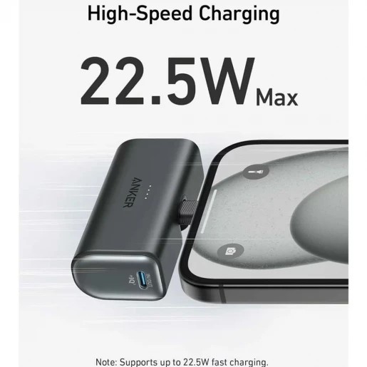 Anker POWER BANK Nano 5.000 mAh, 22.5W PD si Power IQ 3.0, 1 x USB, 1 x USB-C pliabil, A1653H11 - imagine 2