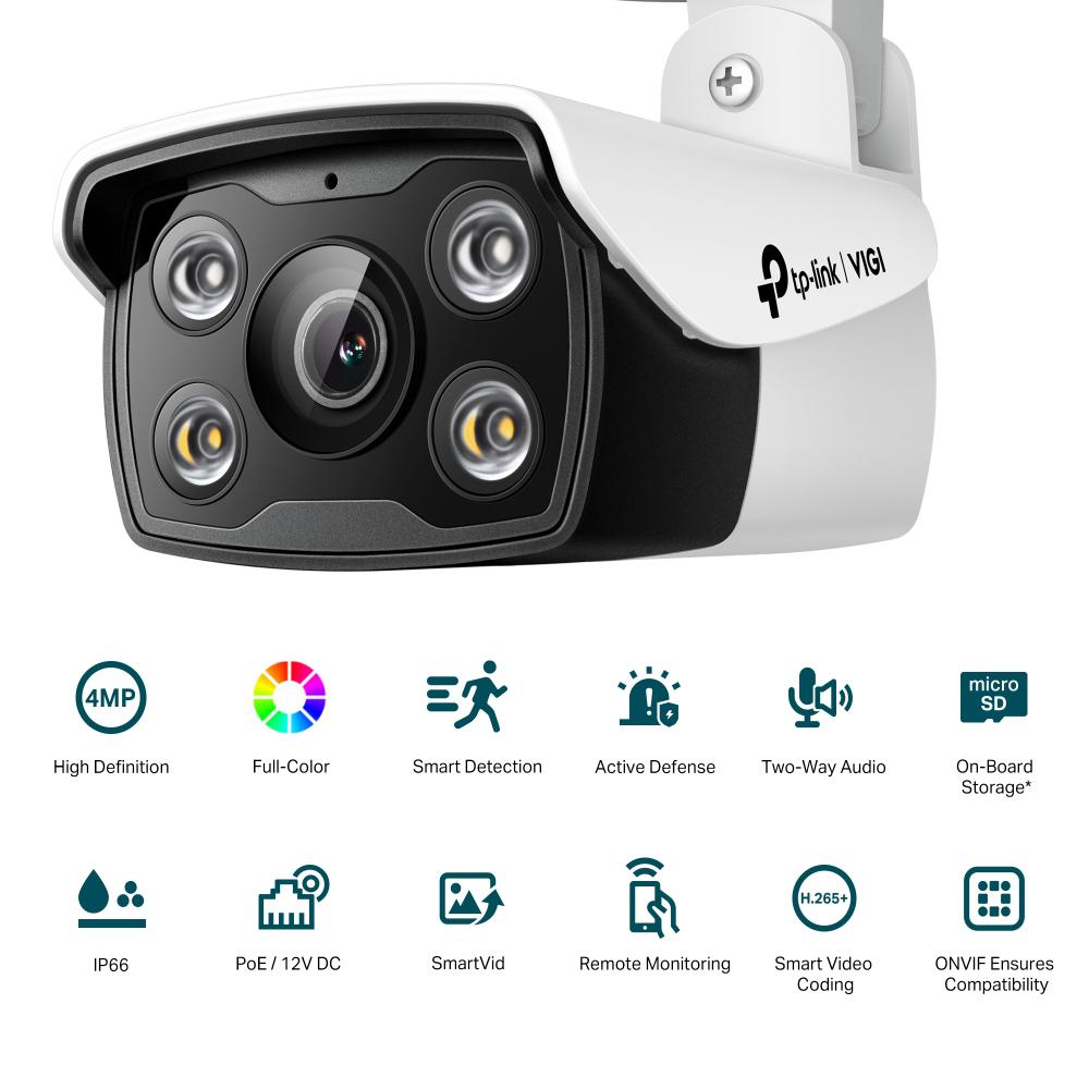 TP-LINK Camera IP Bullet, 4MP, Lentila 2.8mm, IR+WL 30ml, rezolutie video 2560 X, VIGI C340(2.8MM) - imagine 2
