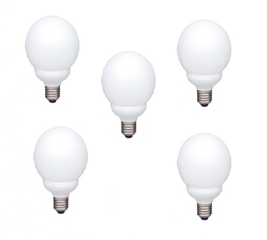Panasonic SET 5 becuri fluorescent, soclu E27, putere 13W, forma sferic, lumina alb, EFG13E672V-5