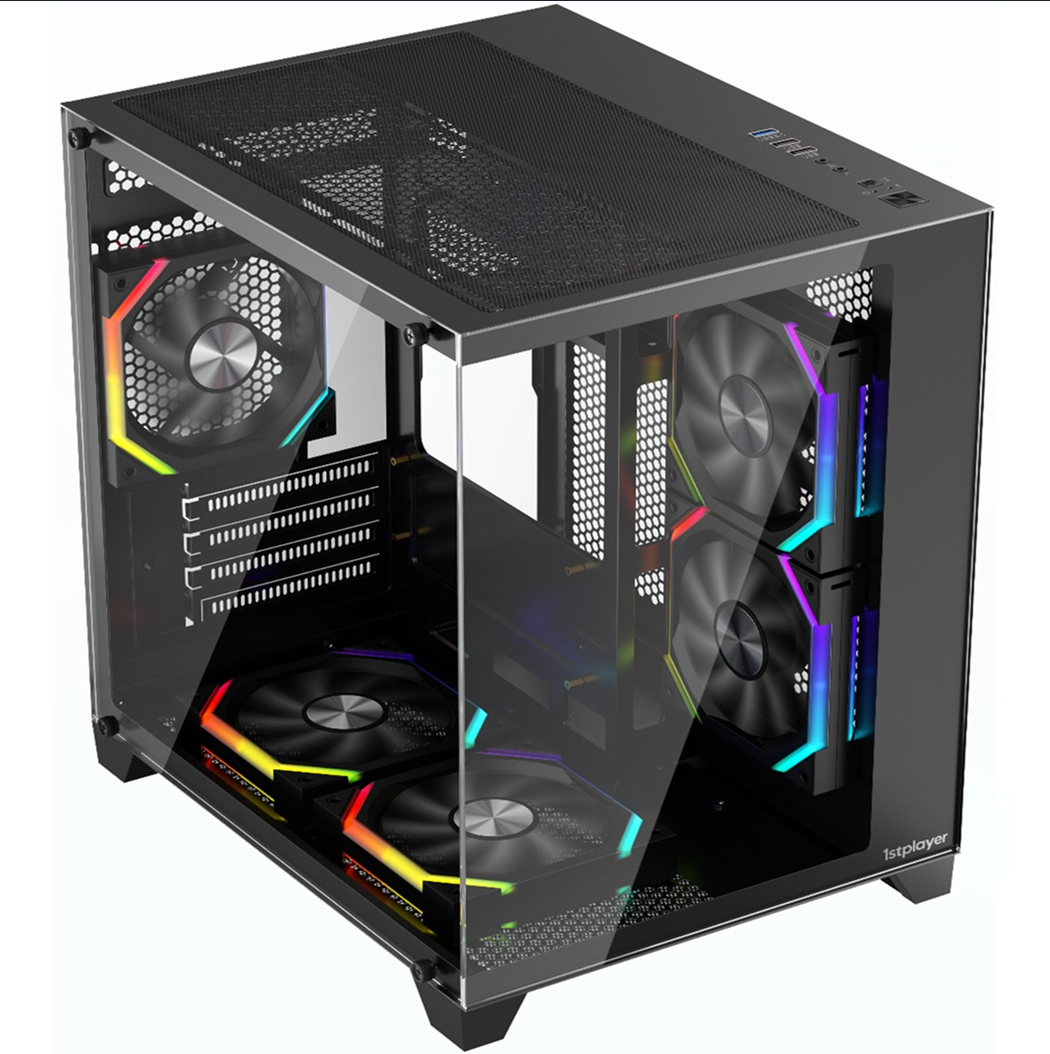 1st PLAYER Carcasa 1stPLAYER® Gaming BV5-bk, 5 ventilatoare aRGB plus PWM, Micro-ATX, BV5 BLACK