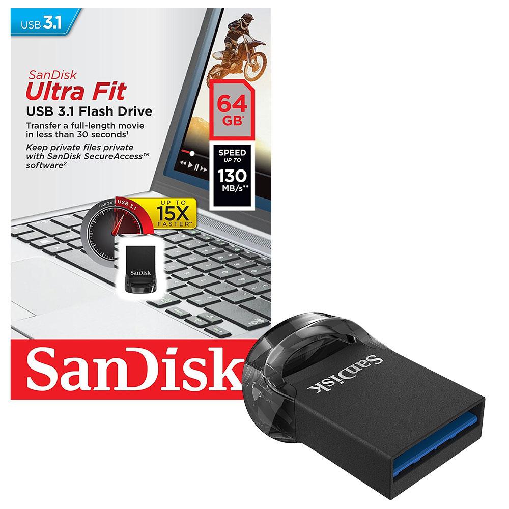 Sandisk MEMORIE USB 3.1 64 GB, profil mic, carcasa plastic, negru, SDCZ430-064G-G46