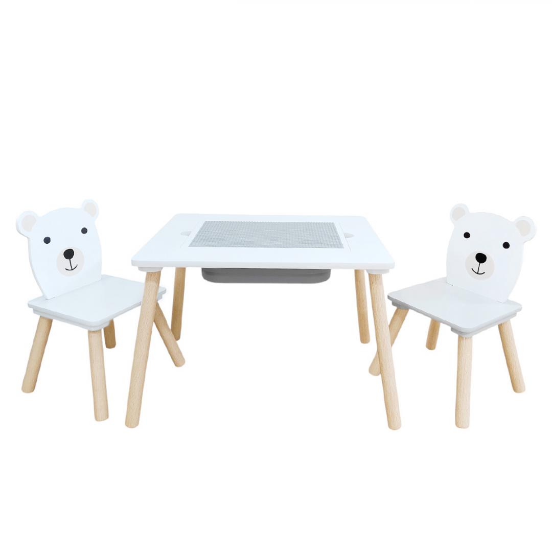 U-GROW Set masuta si 2 scaune, cu spatiu de activitati, Bear, UG-74KINET