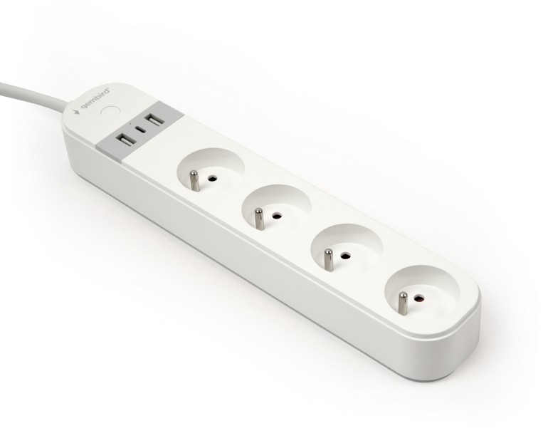 Gembird PRELUNGITOR, Schuko x 4, WiFi, conectare prin Schuko (T) French, cablu 1.5, TSL-PS-F4U-01-W