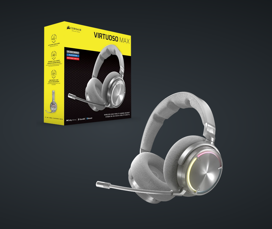 Corsair Casti Gaming CR VIRTUOSO MAX WIR SILVER, CA-9011373-WW